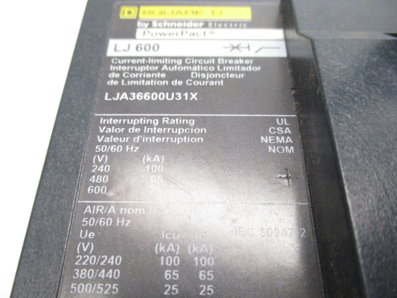 SQUARE D LJA36600U31X 600V 600A UNMP