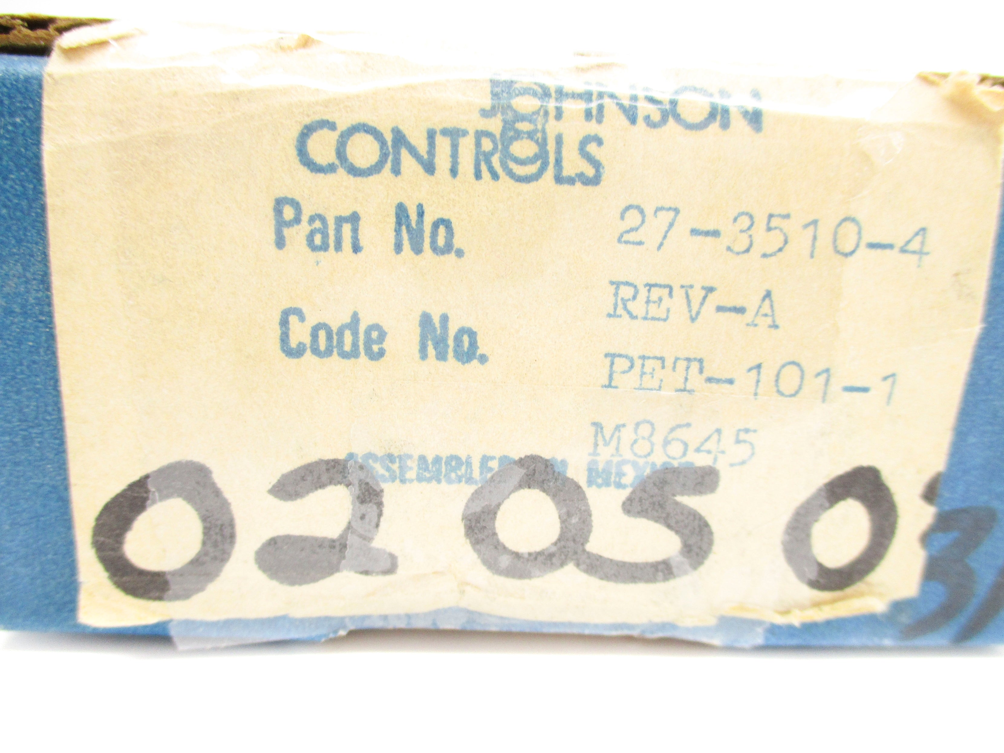JOHNSON CONTROLS 27-3510-4 PET-101-1 REV. A NSMP