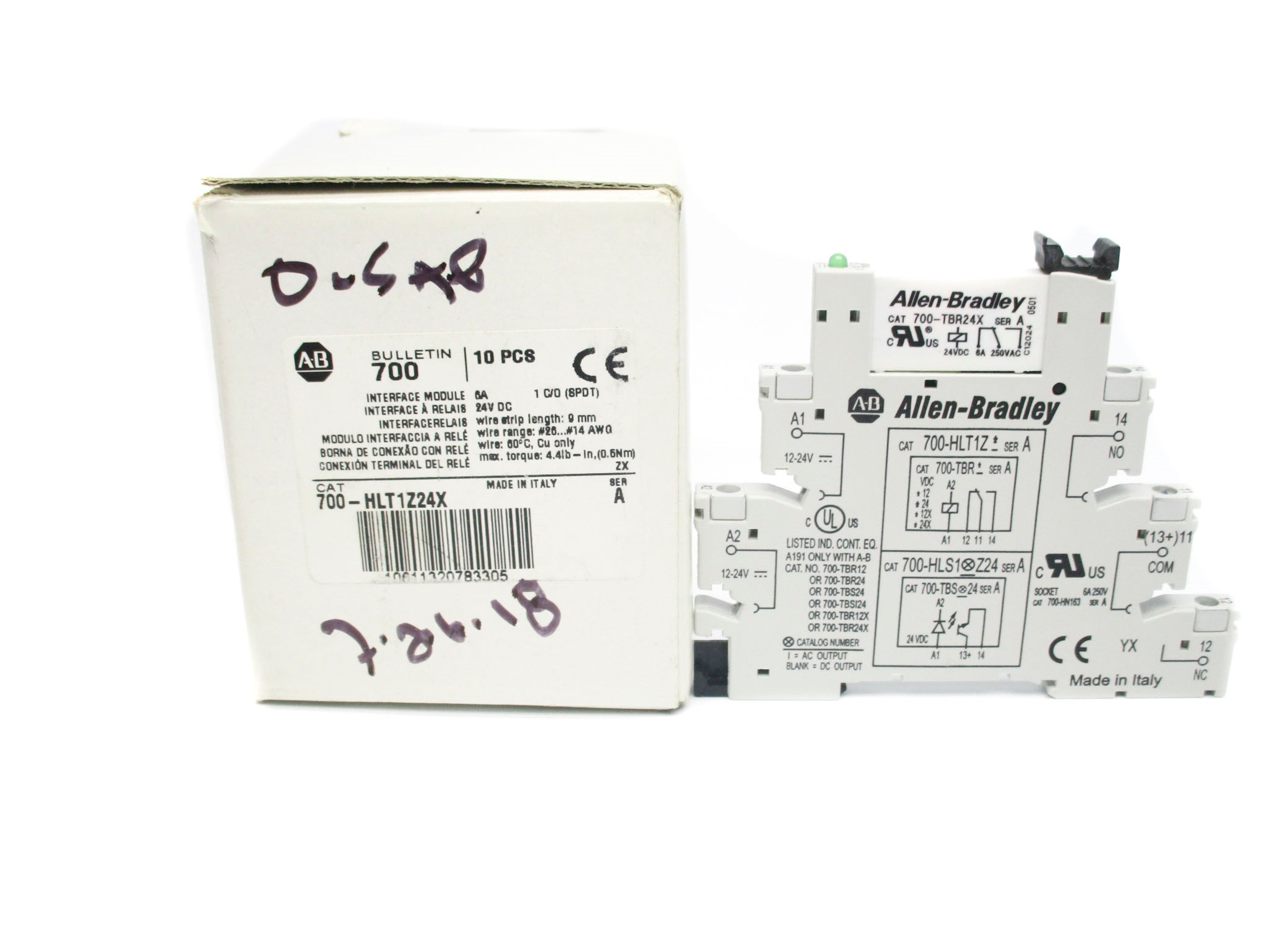 ALLEN BRADLEY 700-HLT1Z24X SER. A (PKG OF 10) (WH) NSMP