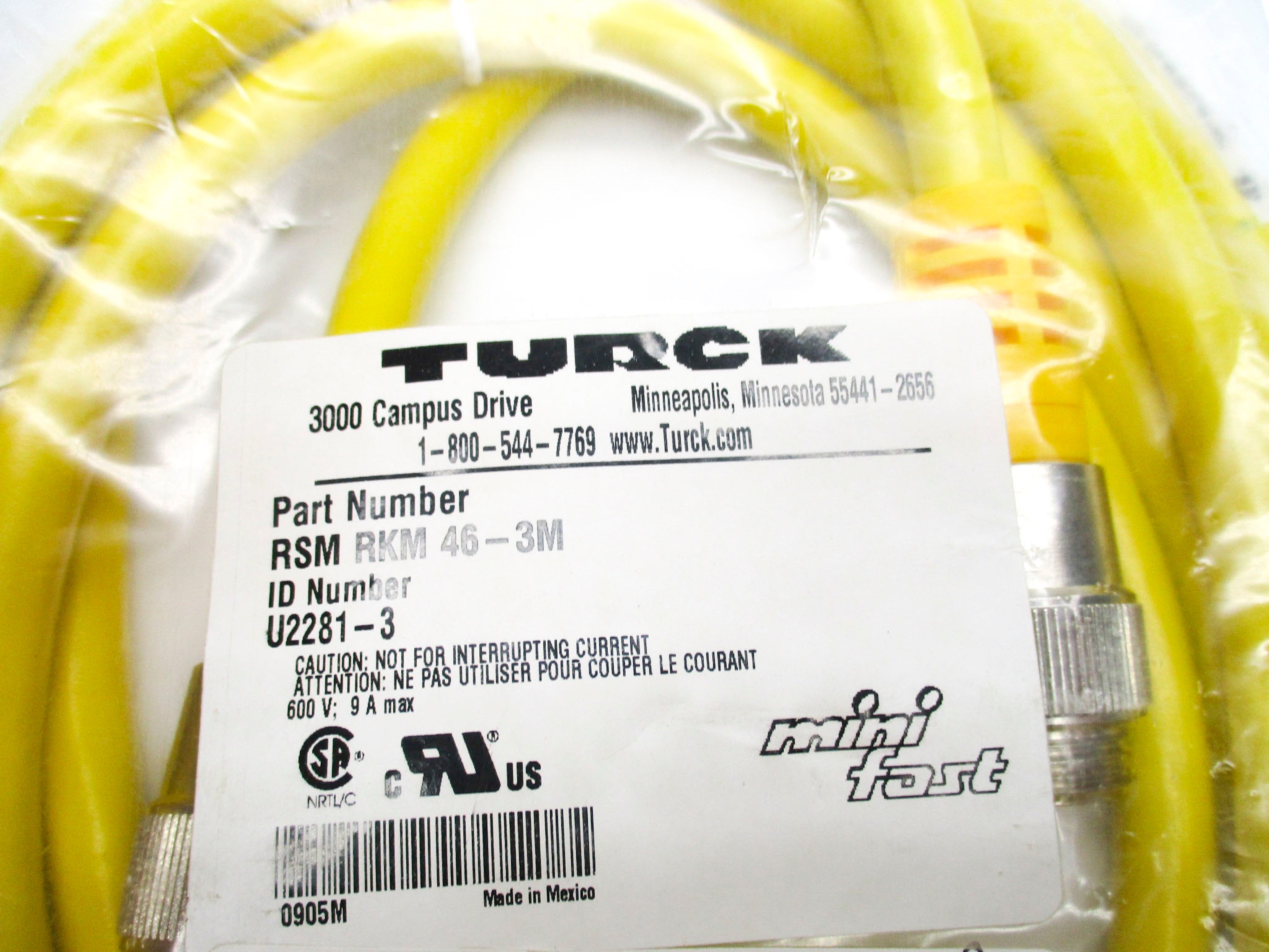 TURCK RSMRKM46-3M U2281-3 600V 9A NSMP