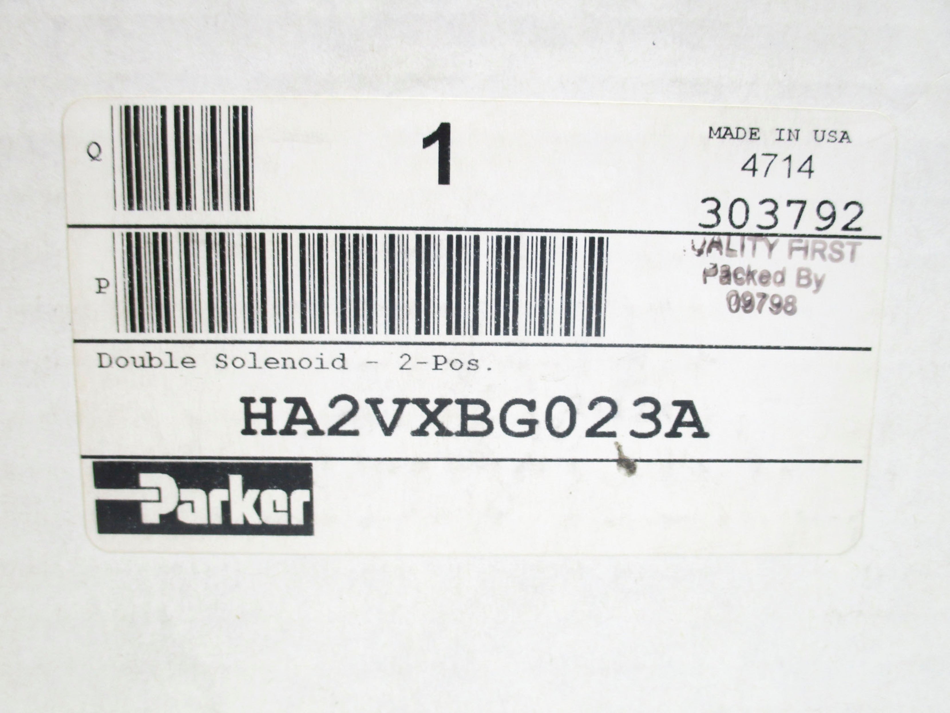PARKER HA2VXBG023A 120V 145PSIG NSMP