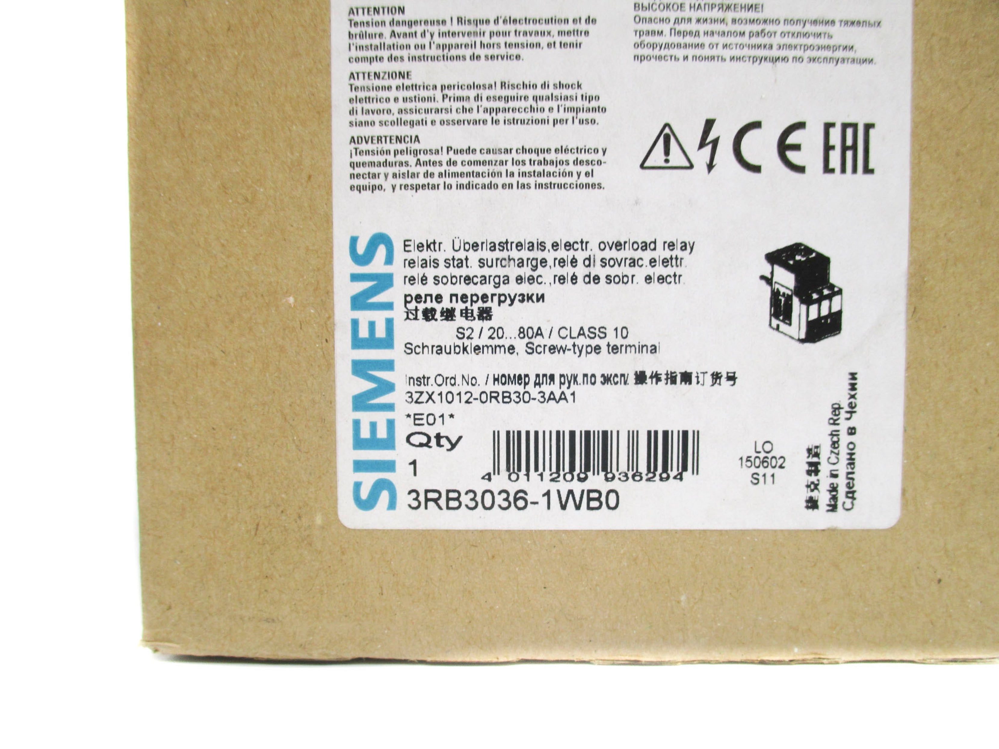 SIEMENS 3RB30361WB0  20-80A 690V NSMP