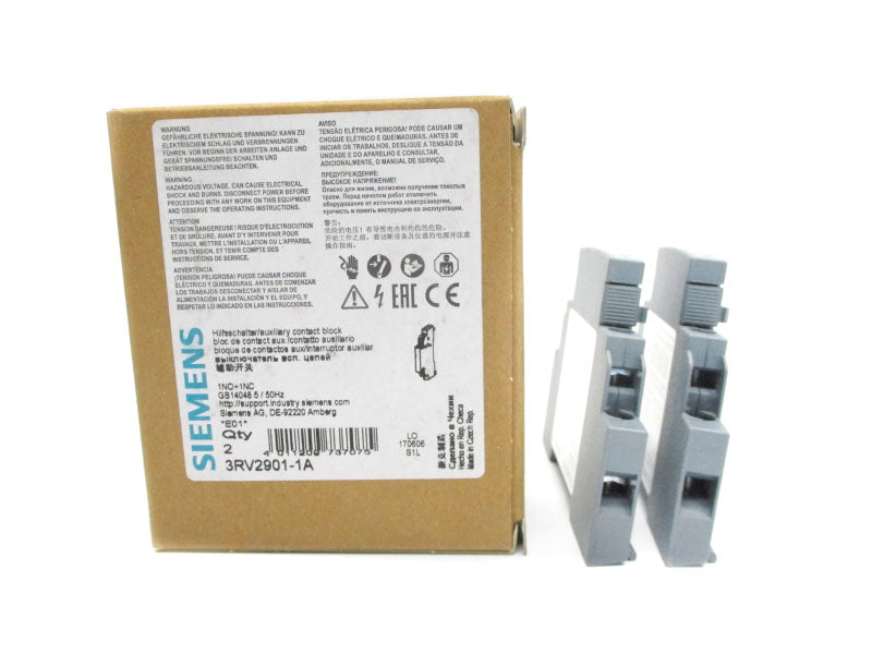 SIEMENS 3RV2901-1A 240V 10A (PKG OF 2) NSMP