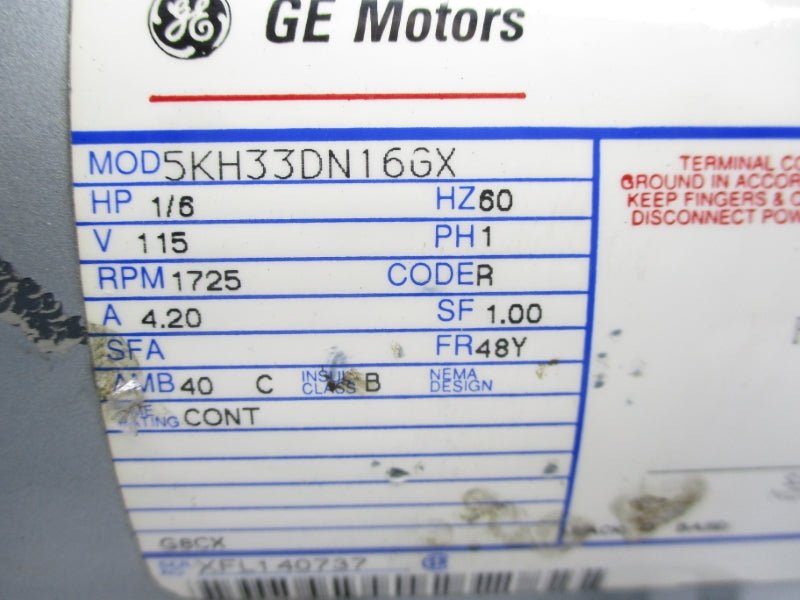GE MOTORS 5KH33DN16GX 115V 4.20A UNMP