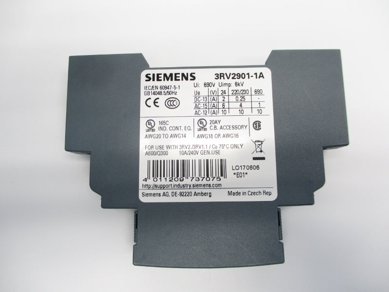 SIEMENS 3RV2901-1A 240V 10A (PKG OF 2) NSMP
