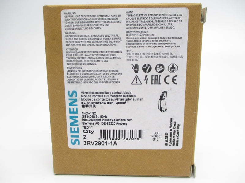 SIEMENS 3RV2901-1A 240V 10A (PKG OF 2) NSMP
