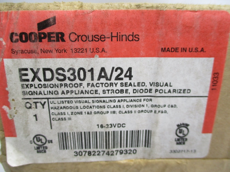 CROUSE HINDS EXDS301A/24 16-33VDC .774A NSMP