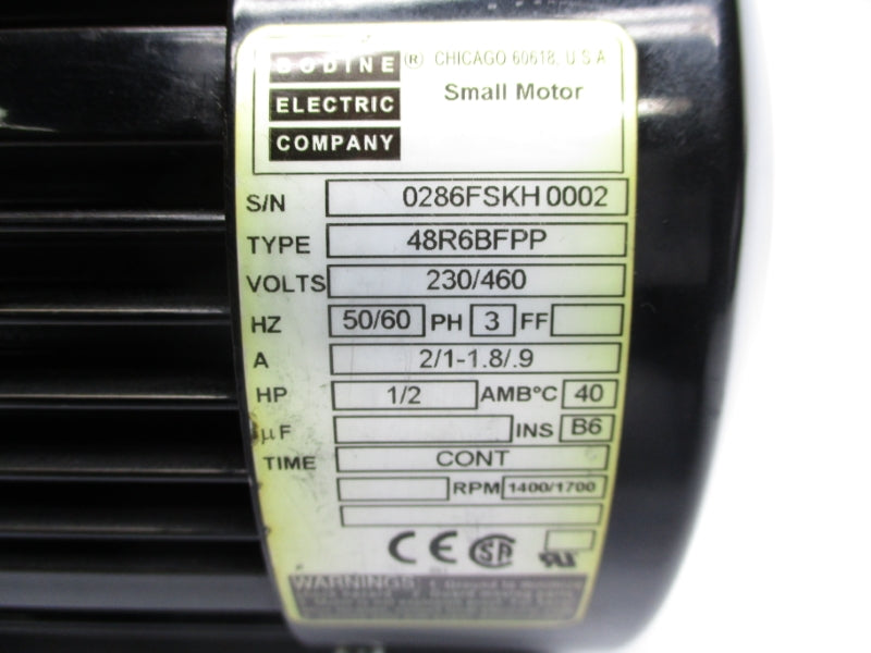 BODINE ELECTRIC 48R6BFPP 230/460V 2/1A UNMP