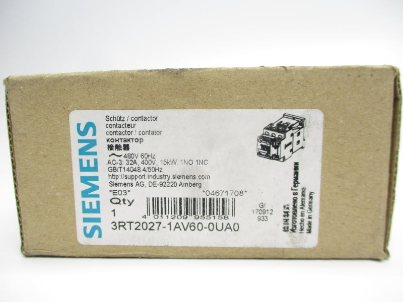 SIEMENS 3RT2027-1AV60-0UA0 480V 32A NSMP