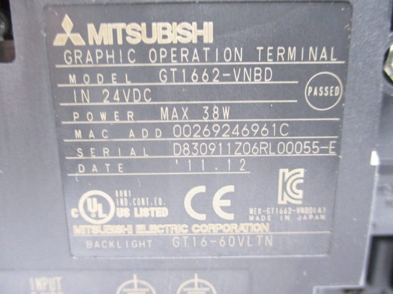 MITSUBISHI GT1662-VNBD 24VDC UNMP