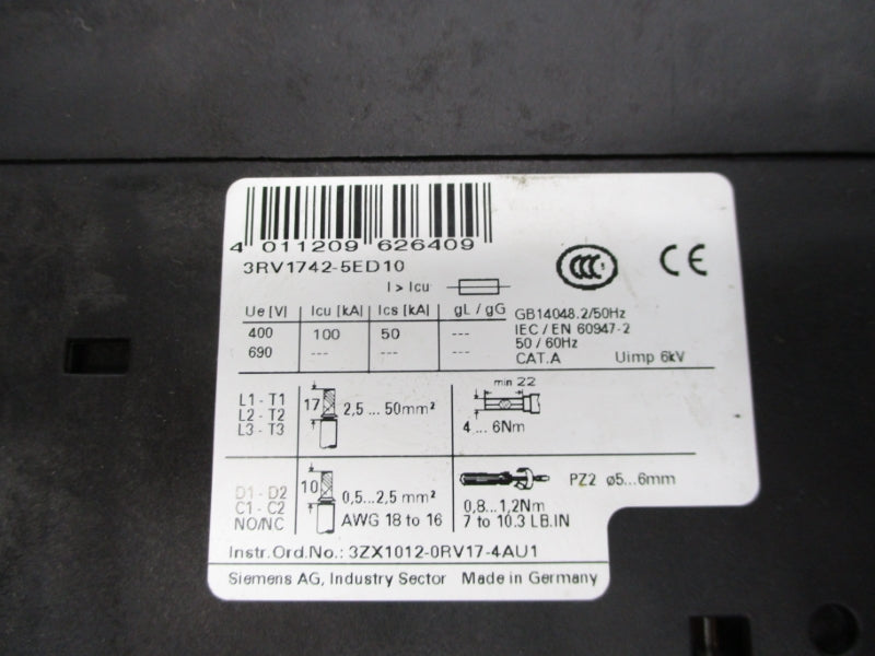 SIEMENS 3RV1742-5ED10 600V 30A NSNP