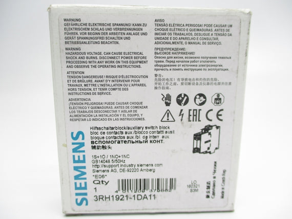 SIEMENS 3RH1921-1DA11 240V 10A NSMP