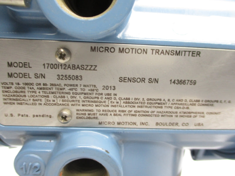 MICRO MOTION R025S115NCAASZZZZ 1700I12ABASZZZ 39.68043.65 NSNP