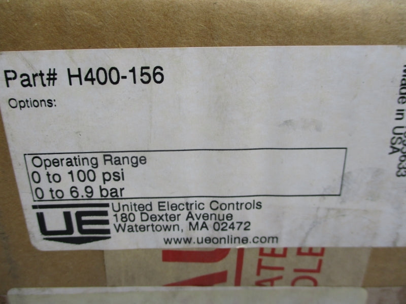 UNITED ELECTRIC H400-156 480VAC 15A 0-100PSI NSMP