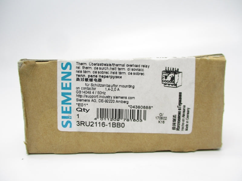 SIEMENS 3RU2116-1BB0 690V 1,4-2,0A NSMP