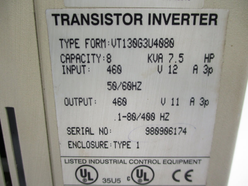TOSHIBA VT130G3U4080 460V 12A UNMP