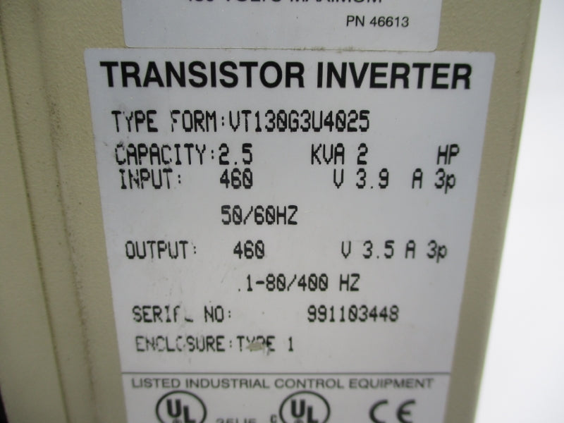 TOSHIBA VT130G3U4025 460V 3.9A (AS PICTURED) UNMP