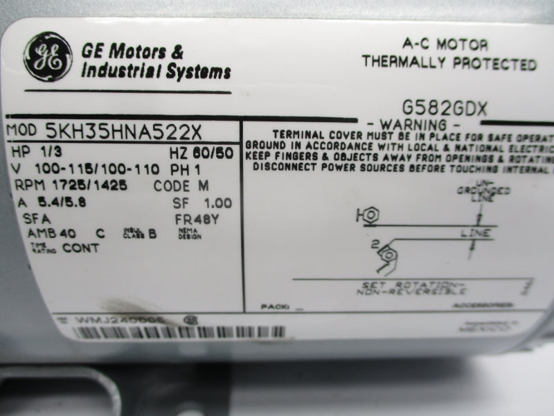 GENERAL ELECTRIC 5KH35HNA522X 100-115V 5.4/5.8A NSNP