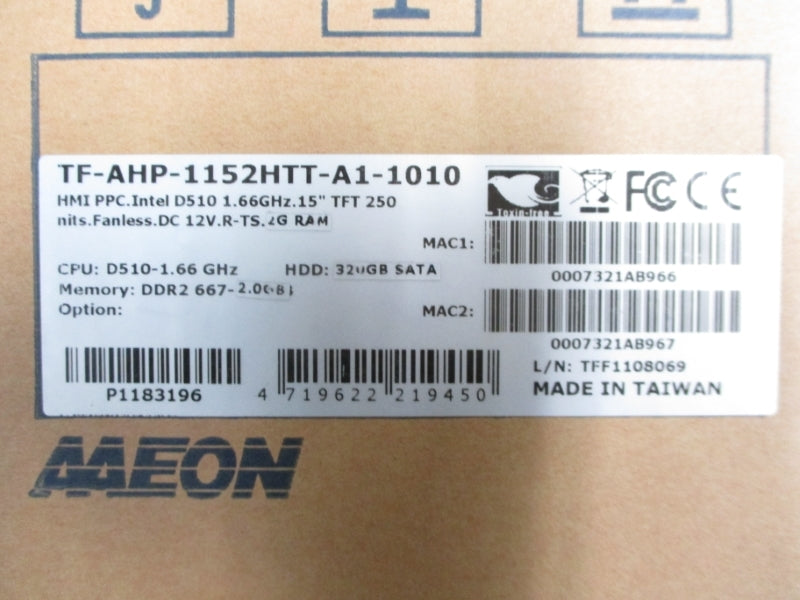 AAEON TF-AHP-1152HTT-A1-1010 12VDC NSMP