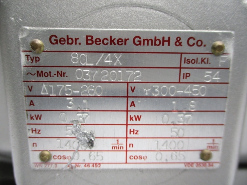 BECKER PUMPS U3.10SA 80L/4X NSNP