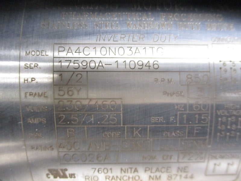 STAINLESS MOTORS IL650C12BA50F0BD 230/460V 2.5/1.25A NSNP