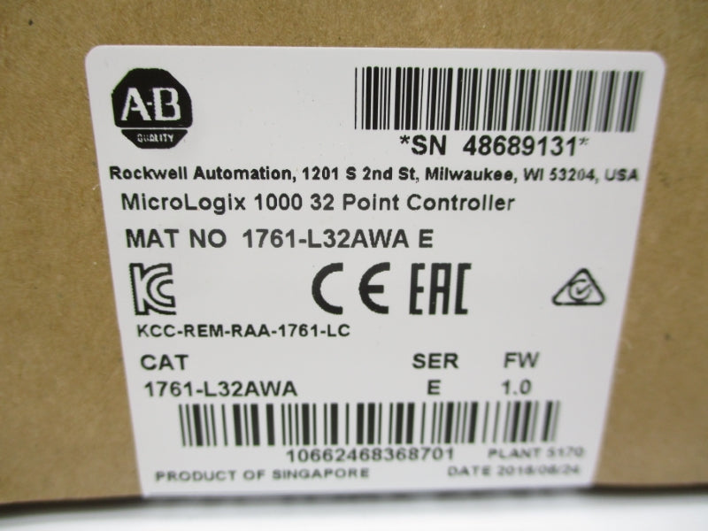 ALLEN BRADLEY 1761-L32AWA SER. E F/W 1.0 DATE: 2016 NSFS