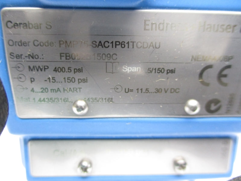 ENDRESS+HAUSER PMP75-SAC1P61TCDAU 30VDC 150PSI NSMP