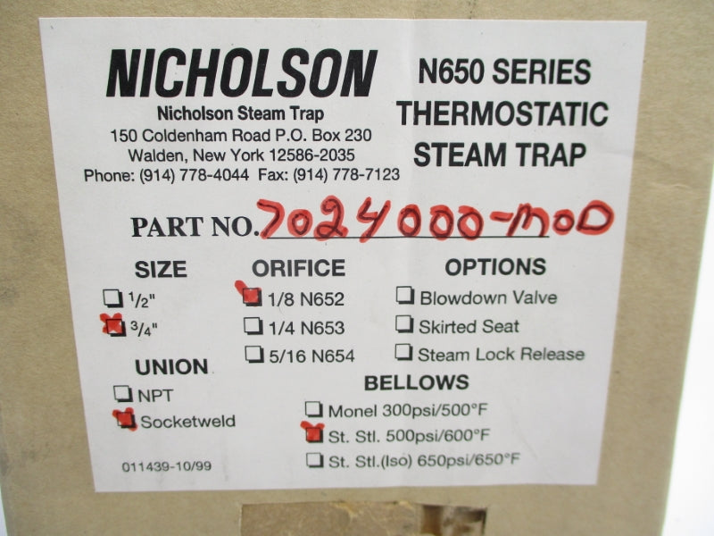 NICHOLSON N652 500PSI 3/4" NSMP