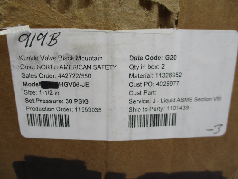 KUNKLE 919BHGV06-JE 30PSI 2 3/4" NSMP
