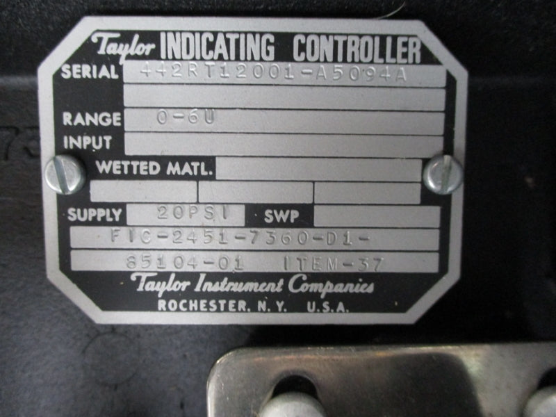 TAYLOR INSTRUMENT FIC-2451-7360-D1-85104-01 117V 20PSI NSNP