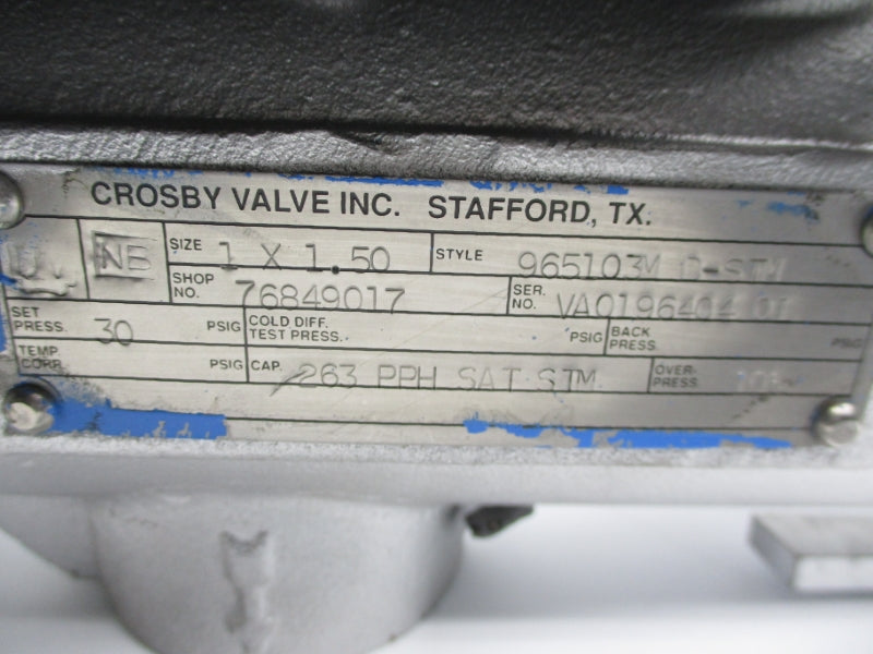 CROSBY VALVE 965103M 1 1/4" UNMP