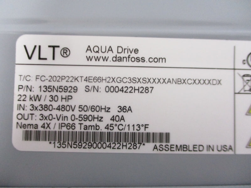DANFOSS FC-202P22KT4E66H2XGC3SXSXXXXANBXCXXXXDX 135N5929 380-480V 40A NSMP