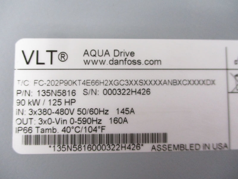 DANFOSS FC-202P90KT4E66H2XGC3XXSXXXXANBXCXXXXDX 135N5816 380-480V 160A NSMP