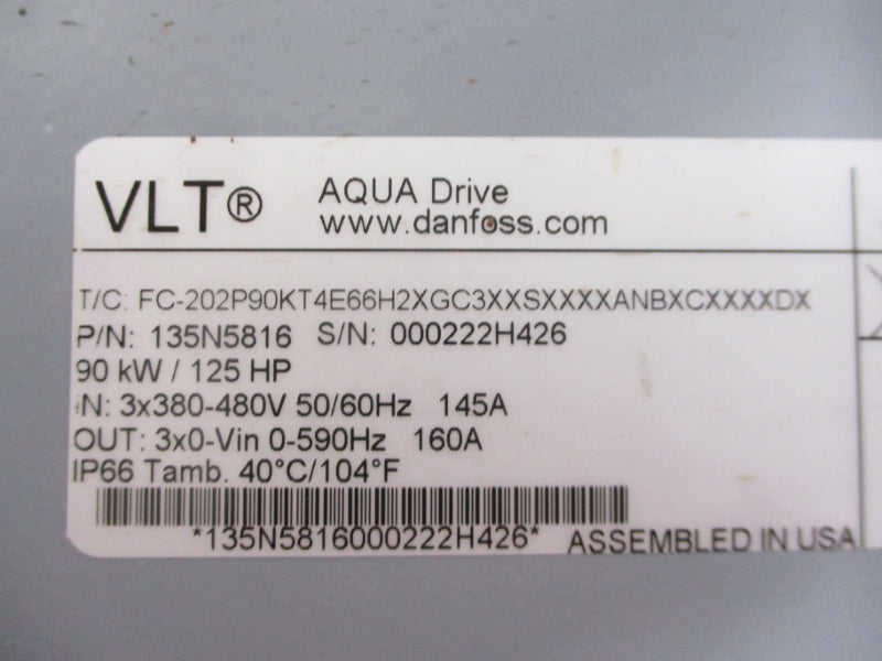DANFOSS FC-202P90KT4E66H2XGC3XXSXXXXANBXCXXXXDX 135N5816 380-480V 160A NSNP