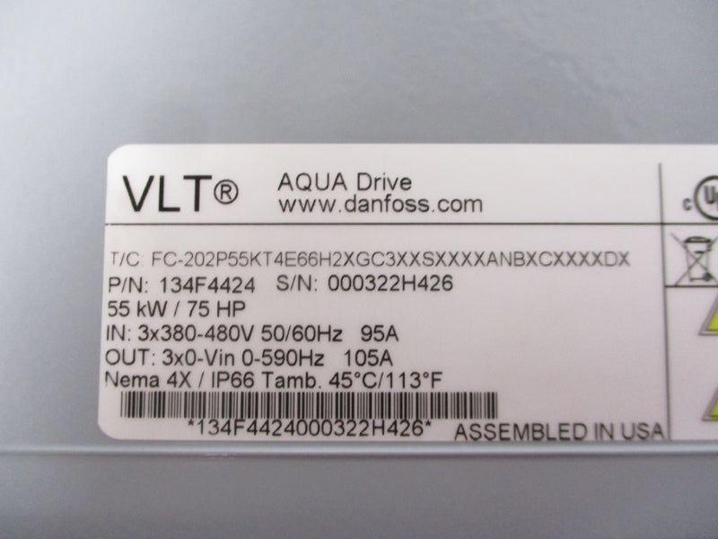 DANFOSS FC-202P55KT4E66H2XGC3XXSXXXXANBXCXXXXDX 134F4424 380-480V 105A NSMP