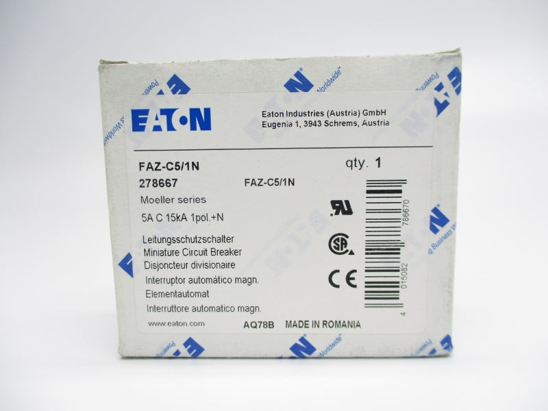 EATON FAZ-C5/1N 277VAC 5A NSMP