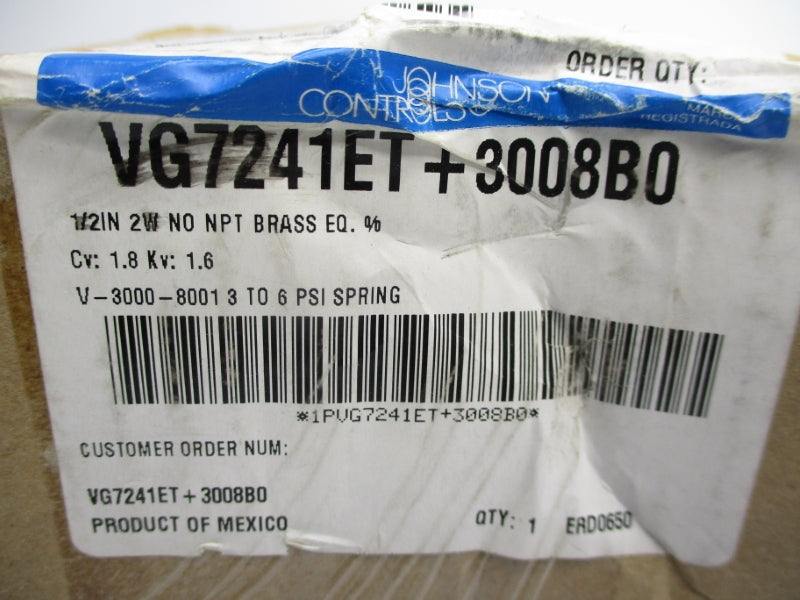 JOHNSON CONTROLS VG7241ET+3008B0 3-6PSI 1/2" NSMP