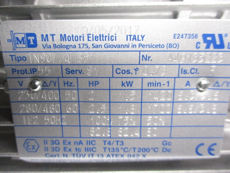 MOTORI ELETTRICI TN90L/4B5 280/480V 6.6/3.6A NSMP