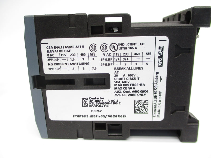SEIMENS 3RT2015-1BB41 24VDC 20A NSNP
