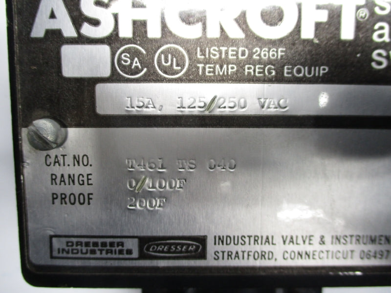 ASHCROFT T461TS040 125/250VAC 15A 3 1/4" UNMP