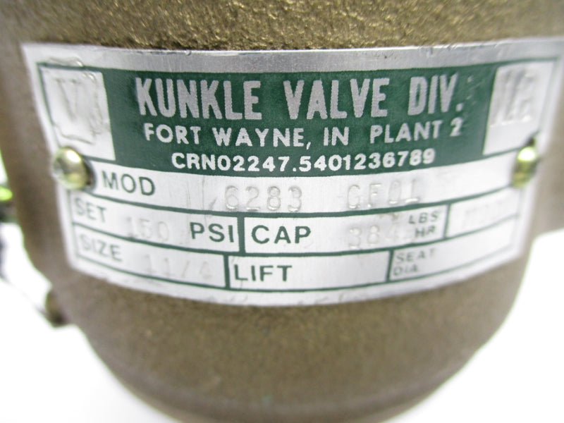KUNKLE 6283GF01 150PSI 1 1/4" UNMP