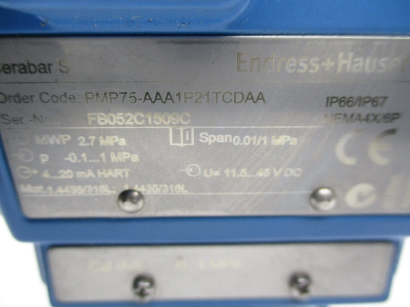 ENDRESS+HAUSER PMP75-AAA-1P21TCDAA 45VDC 3/4" NSNP