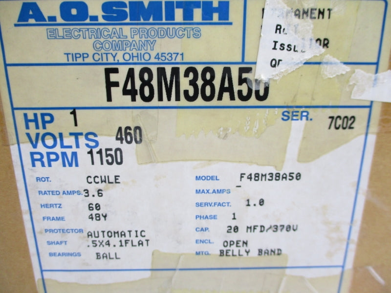 AO SMITH F48M38A50 SER. 7C02 460V 3.6A NSMP