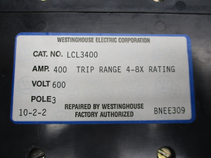 WESTINGHOUSE LCL3400F 600VAC 400A UNMP