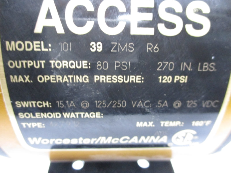 WORCESTER MCCANNA 10I39ZMSR6 125/250VAC 15.1A 120PSI 7/8" NSNP