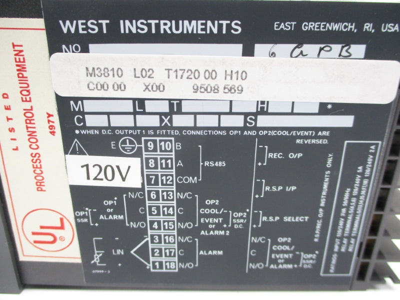 WEST INSTRUMENTS M3810-L02-T1720-H10 120V NSMP