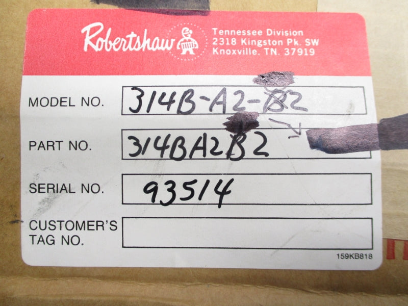 ROBERTSHAW 314B-A2-B2 120VAC 5A 3/4" NSMP