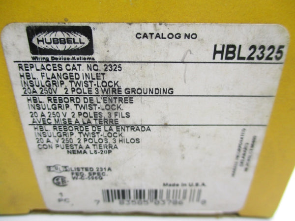 HUBBELL HBL2325 250V 20A NSMP
