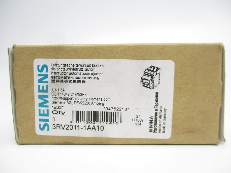 SIEMENS 3RV2011-1AA10 690V 1.1-1.6A NSMP