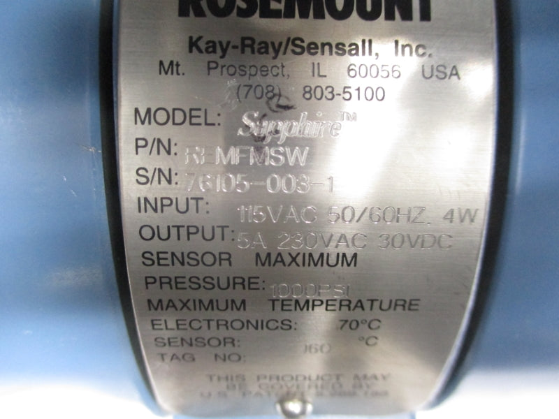 ROSEMOUNT SAPPHIRE REMFMSW 115VAC 5A 1000PSI UNMP